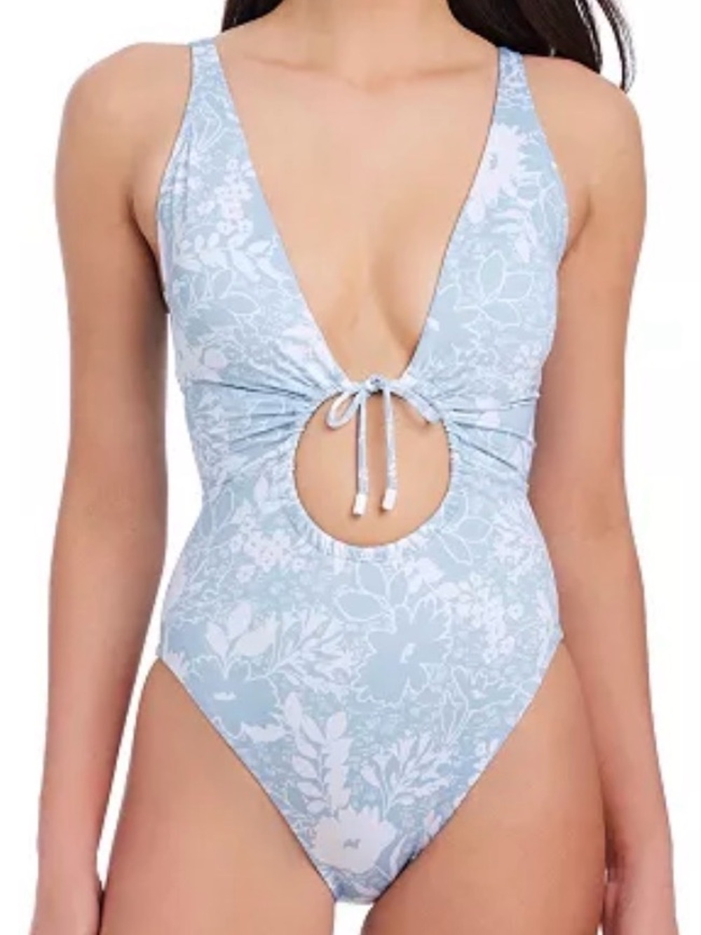 Sanctuary Pale Blue Floral Cutout One-Piece NWT